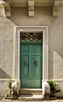 Typical features on a facade of a house in Malta 