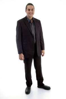 standing adult businessman on an isolated white background