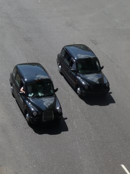 A car driving down a road.