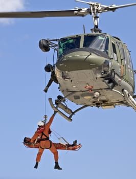 MALTA - OCTOBER 05 2008 - Military Huey UH1-N helicopter rescue