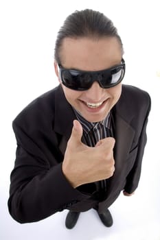 service provider wearing eyeglasses on an isolated white background