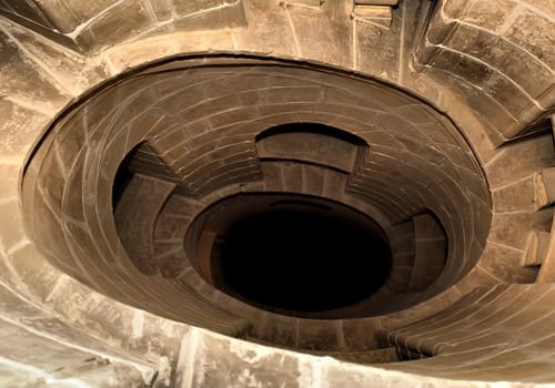 Abstract view of spiral staircase inside Verdala Castle in Malta