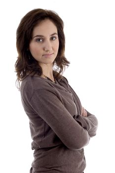 portrait of beautiful young model against white background
