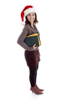 full body pose of female student against white background