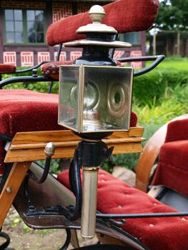 Details of old antique classic horse carriage road lamp     