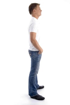side pose of handsome guy against white background