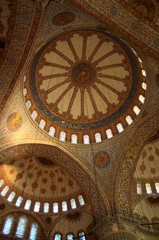 cupola of blue mosque in Istanbul with tile