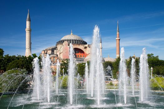 Hagia Sophia and fountain in Istanbul, Turkey