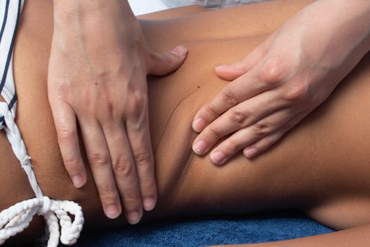 masseur hands making relax masage