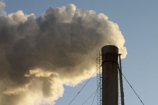 Factory chimney with smoke