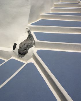 grey staircase in Santorini island, Greece