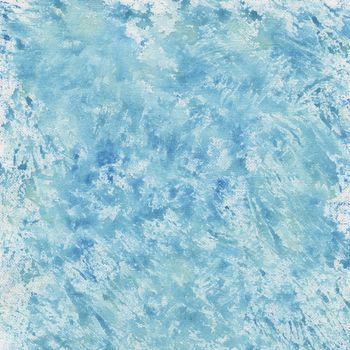 blue watercolor painted abstract on white artist canvas, self made by photographer
