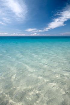 deep blue color of sea water and clouds on sky