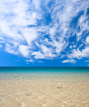 Sky with clouds above cool blue sea