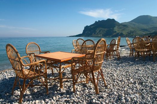 open-air cafe at the seaside