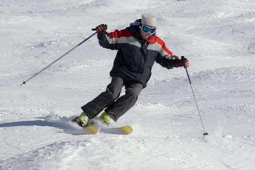 Man skier at snow slope
