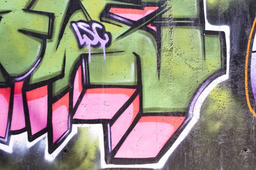 Colorful segment of a graffiti in Spain