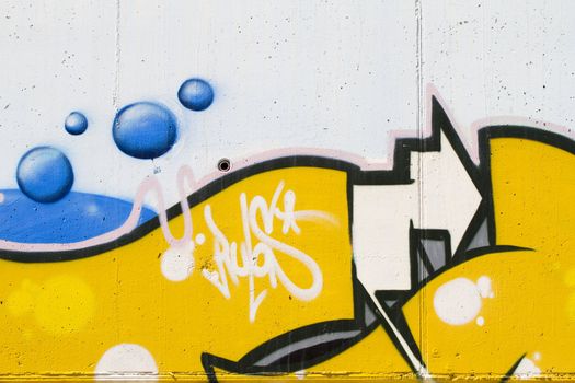 Colorful segment of a graffiti in Spain