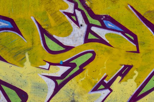 Colorful segment of a graffiti in Spain