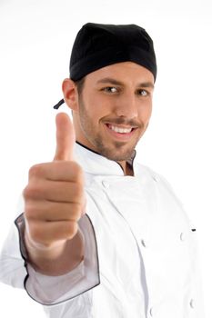 chef showing approval sign on an isolated background