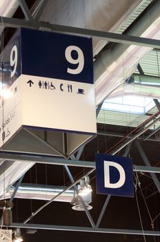 Industrial ceiling picture . Exhibition room