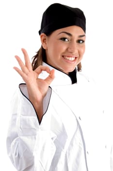 chef showing ok sign on an isolated background