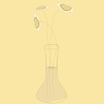 Sketck of a glass vase with flowers