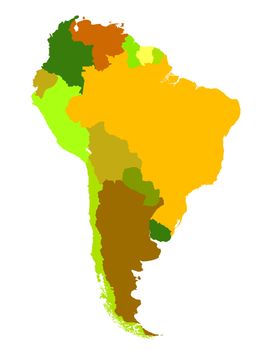 South America map against white background