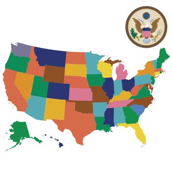 Mercator map of USA with outlines