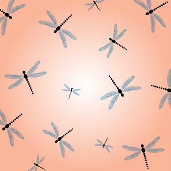 Seamless background illustration with dragonflies