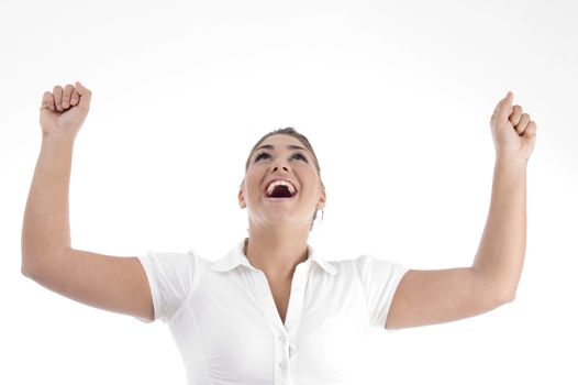 successful young woman on an isolated background