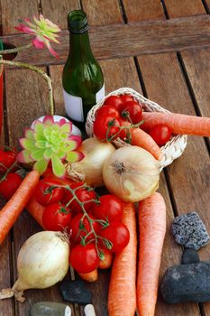 a mix of food representing a healthy diet