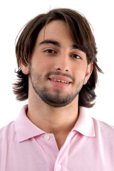 portrait of brunette man against white background