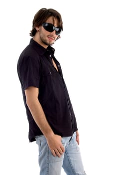 standing young model on an isolated white background