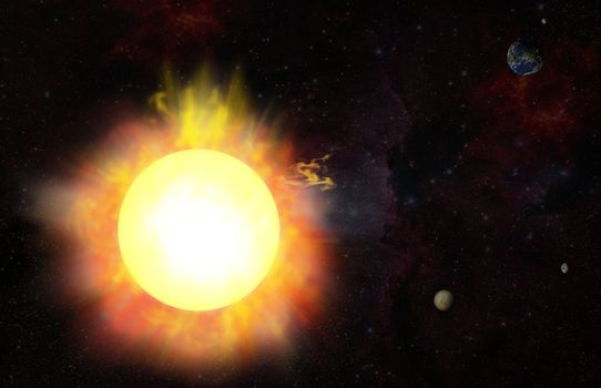 Illustration of the eruption - solar flare