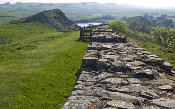 part of the roman Hadrians Wall near the Cawfields