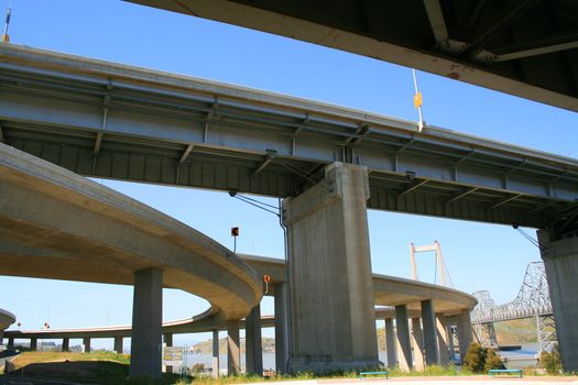 Close up of the empty freeway ramps.
