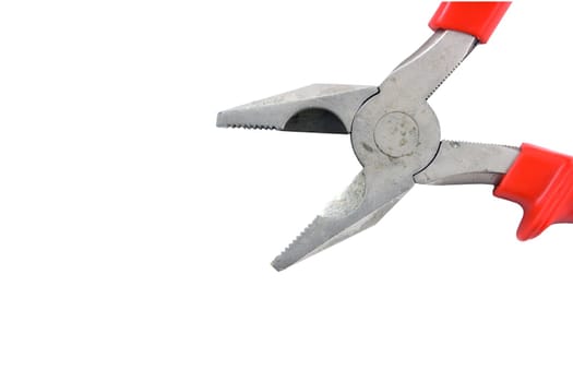 Pliers with red handle isolated on white background