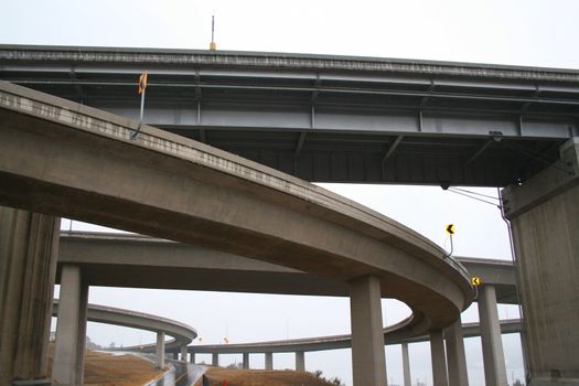 Close up of the empty freeway ramps.
