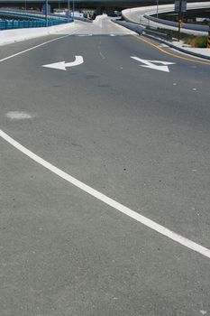 Close up of an empty freeway.
