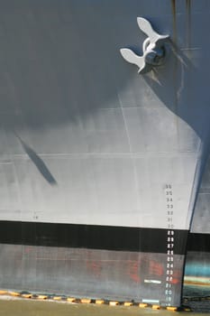 Close up of a front of a ship.
