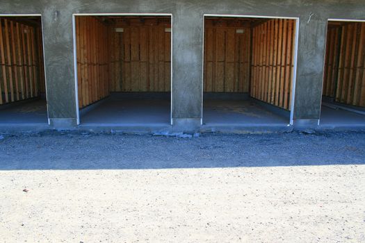 Close up of the garages under construction.
