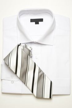 classic white shirt and striped tie, new shirt