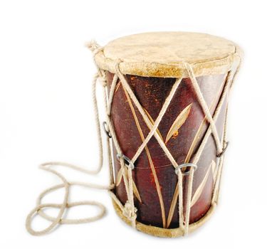 Small ethnic drum on the white background