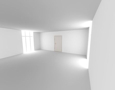 3D rendered Interior. An empty room.