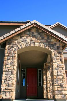 Close up of an entrance of a brand new house.
