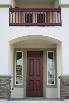 Close up of an entrance of a brand new house.
