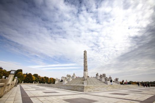 A wide view of the statue park in Oslo Norway, Vigelandsparken