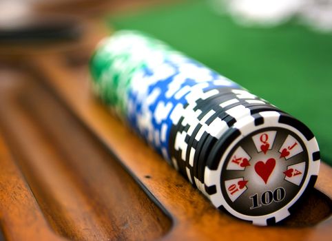 Poker table with chips