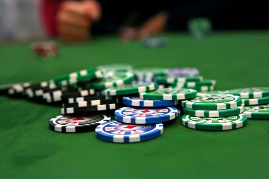 Poker table with chips